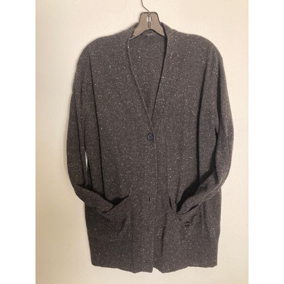 COS Cardigan Black Speckled Wool Blend Hipster Dad Vibes Sz Mens S Womens M/L - Picture 4 of 7